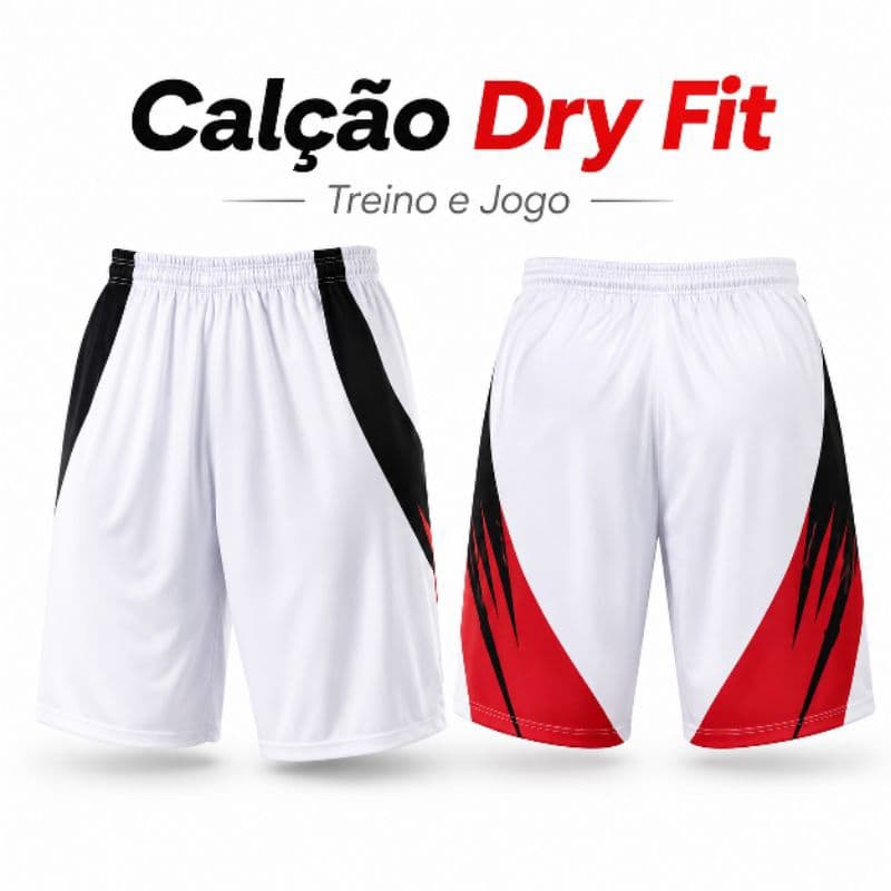 Shorts Calção Bermuda de Futebol BRANCO, unissex Esportivo , Academia e Jogo Leve e Confortável