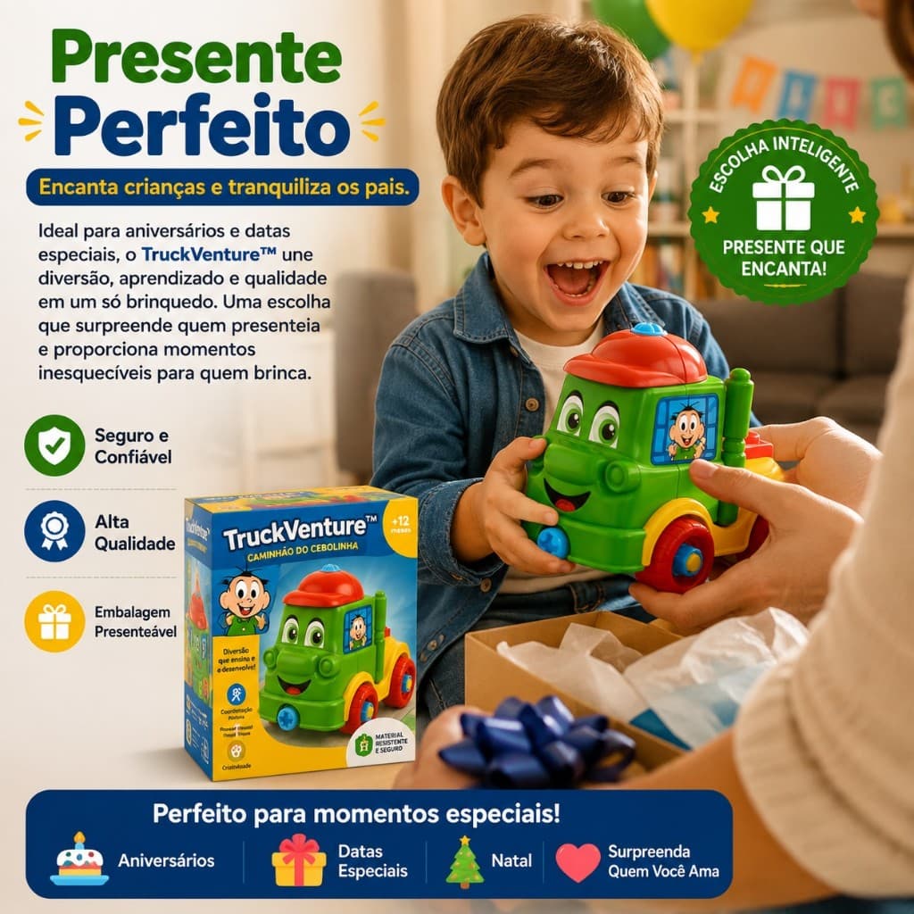 Caminhão de Montar Brinquedo Infantil Cebolinha Veículo Recreativo Crianças Divertido Seguro ferramenta