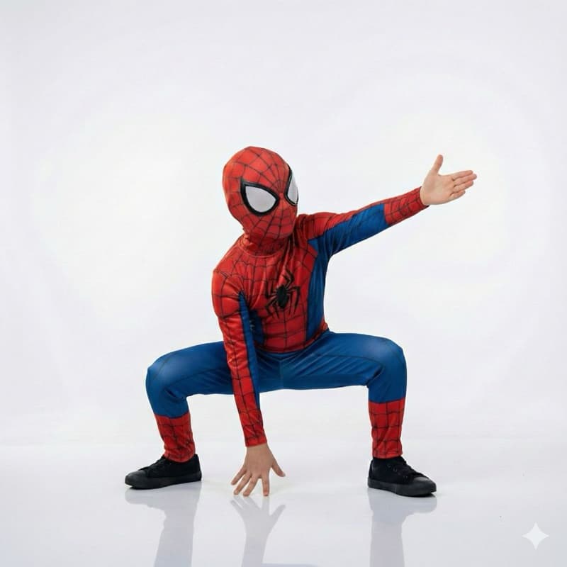 Roupa macacão Homem-Aranha Longo infantil Menino + Máscara tecido sem/preenchimento