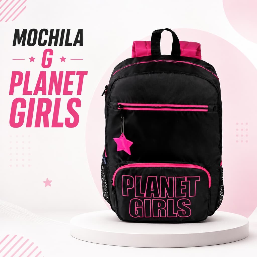 Mochila Escolar G Planet Girls Feminina Grande Preta Rosa Original