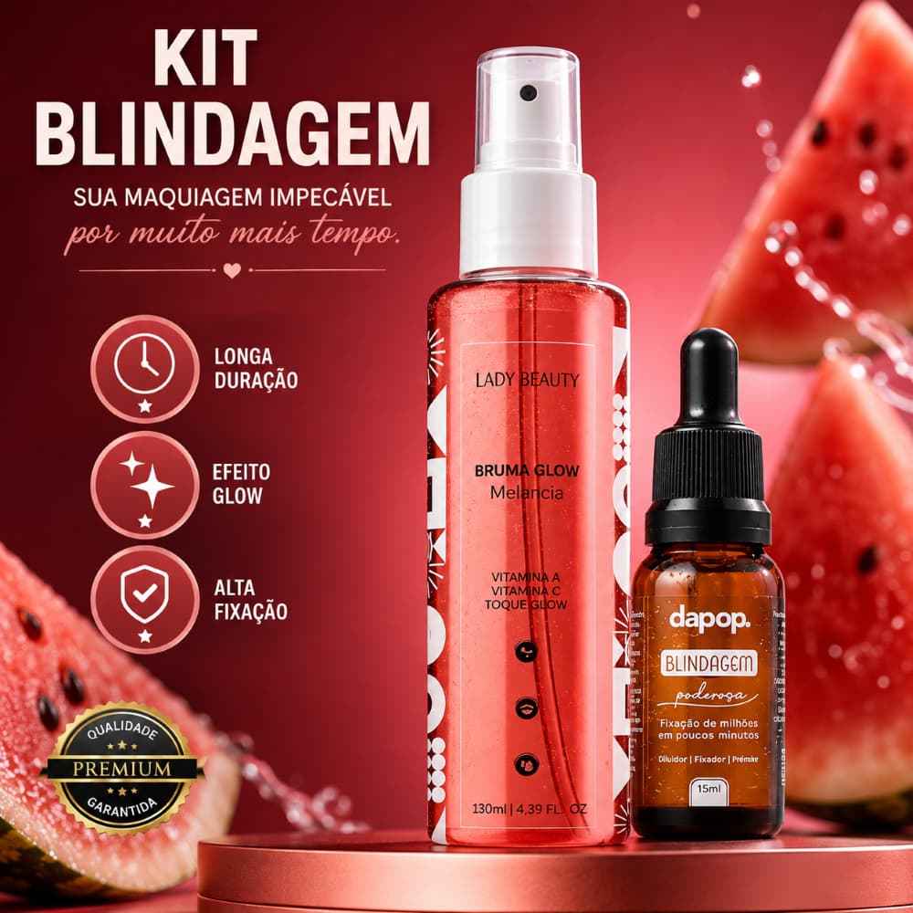 Kit Blindagem Dapop + Bruma Glow Melancia Fixador Maquiagem 2 itens