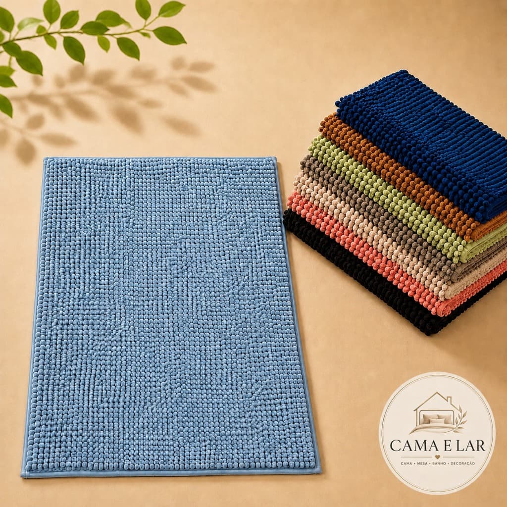 Kit com 1, 2 ou 4 Tapetes Grandes para Banheiro 50x100 cm em Microfibra Antiderrapante Tipo Macarrão