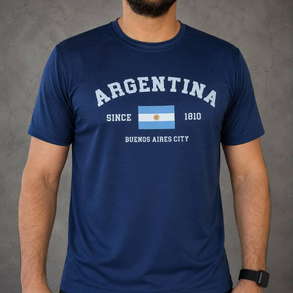 Camiseta Dry Fit Masculina Argentina Finalista Copa do Mundo Futebol Campeã Seleção Hermanos Tecido Respirável Original