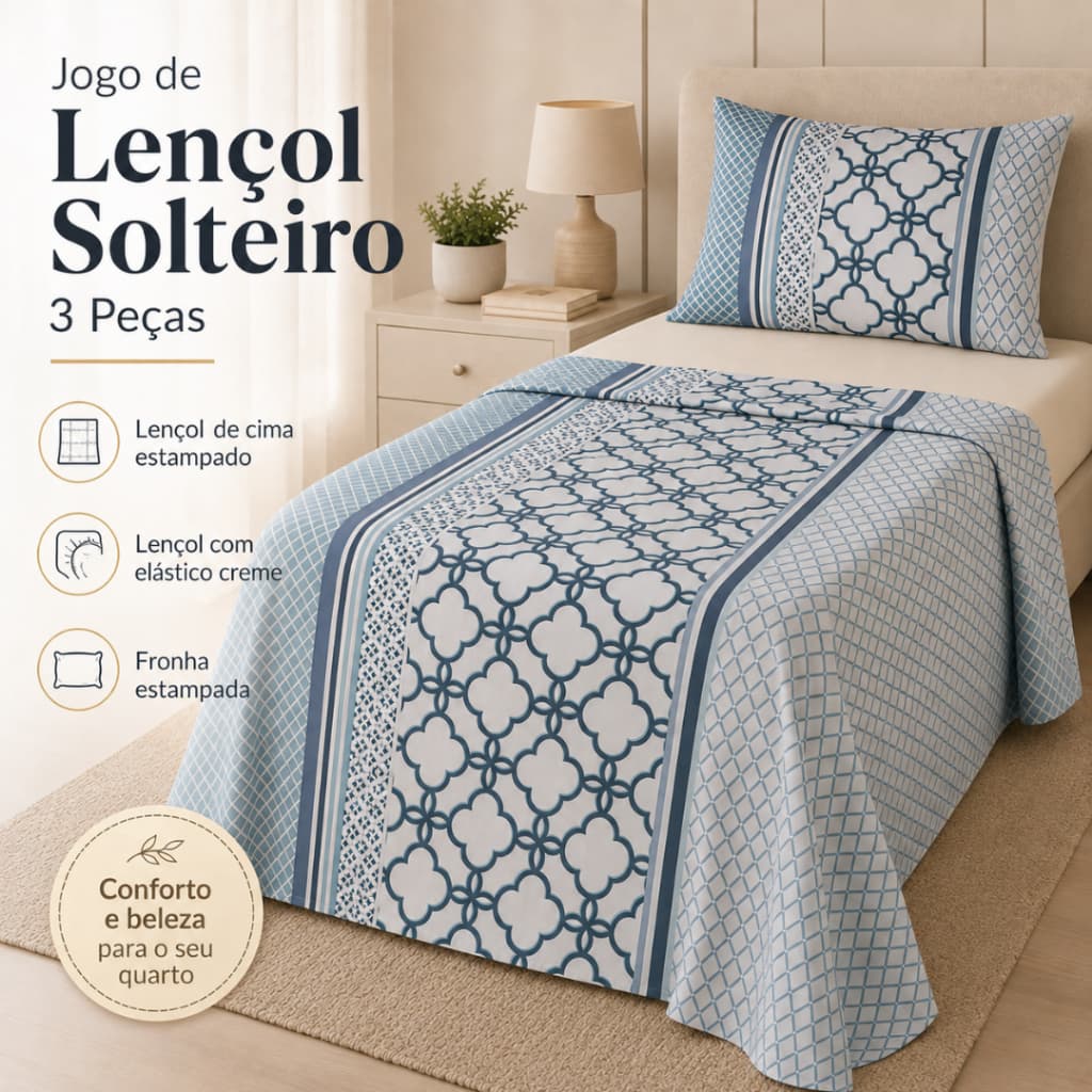 kit len莽ol de casal Jogo de len莽ol queen 4 pe莽as Percal Toque Macio Cama Solteiro
