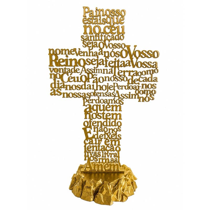 Cruz  Religiosa com Oração Pai Nosso para Decoração 26cm
