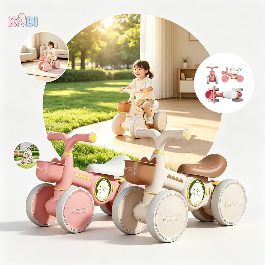 Children's Balance Bike Walker Without Pedal 4 Wheels Baby Kodi Child Até 30Kg -P25
