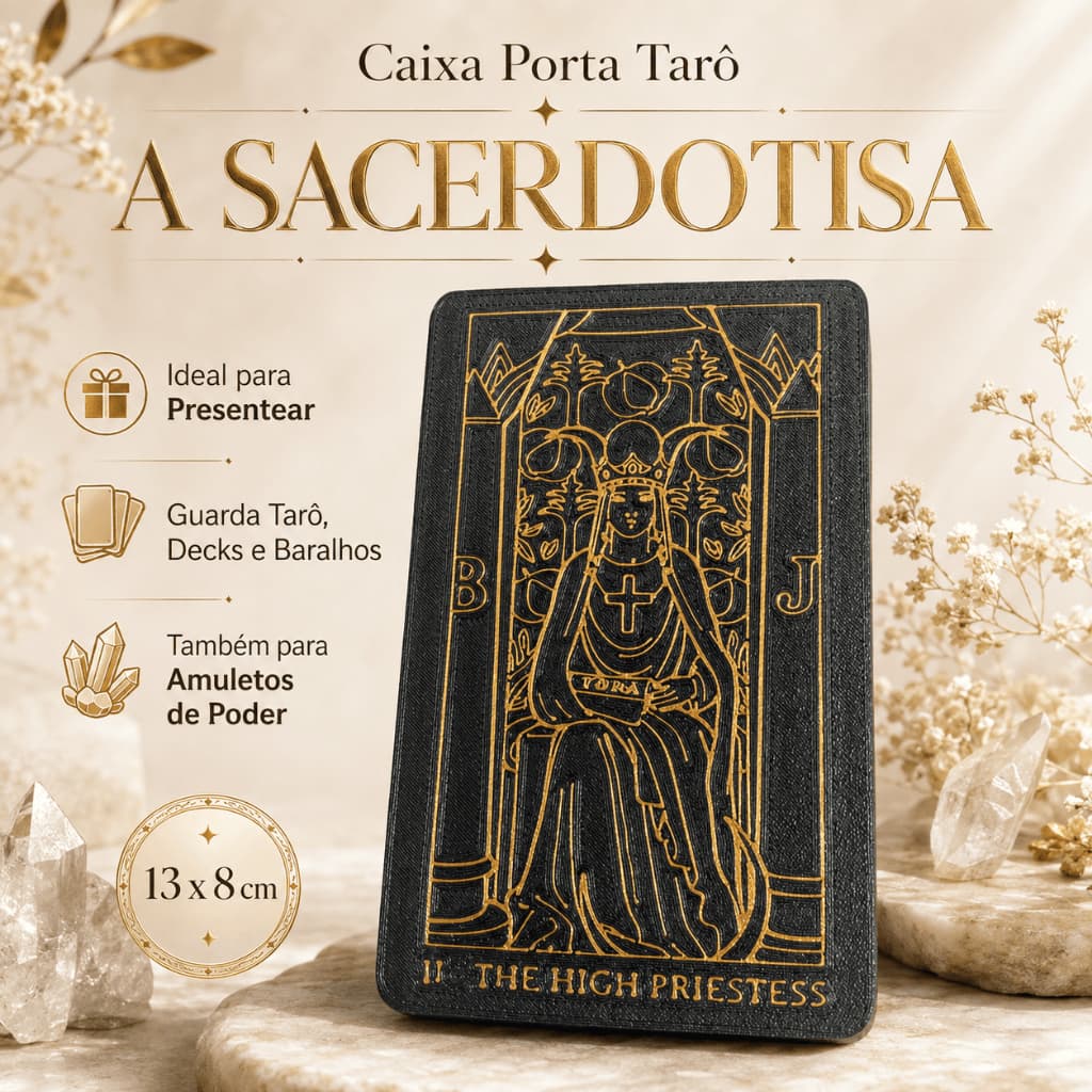 Deck Box Porta Cartas de Tarô Baralho e Oráculos Caixa Mística com Tampa Firme