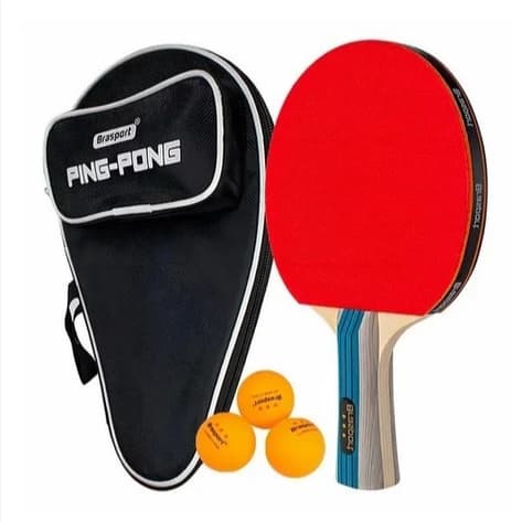Kit Raquete profissional + 3 bolinha de Ping Pong Tênis de Mesa 3 estrelas + Capa da Raquete