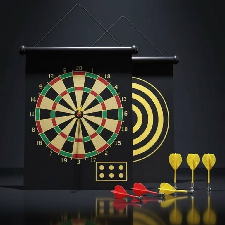 Jogo De Dardos Dupla Face Profissional Alvo 40x30cm 4 Dardos Magnéticos Seguro Brinquedo Família Lazer