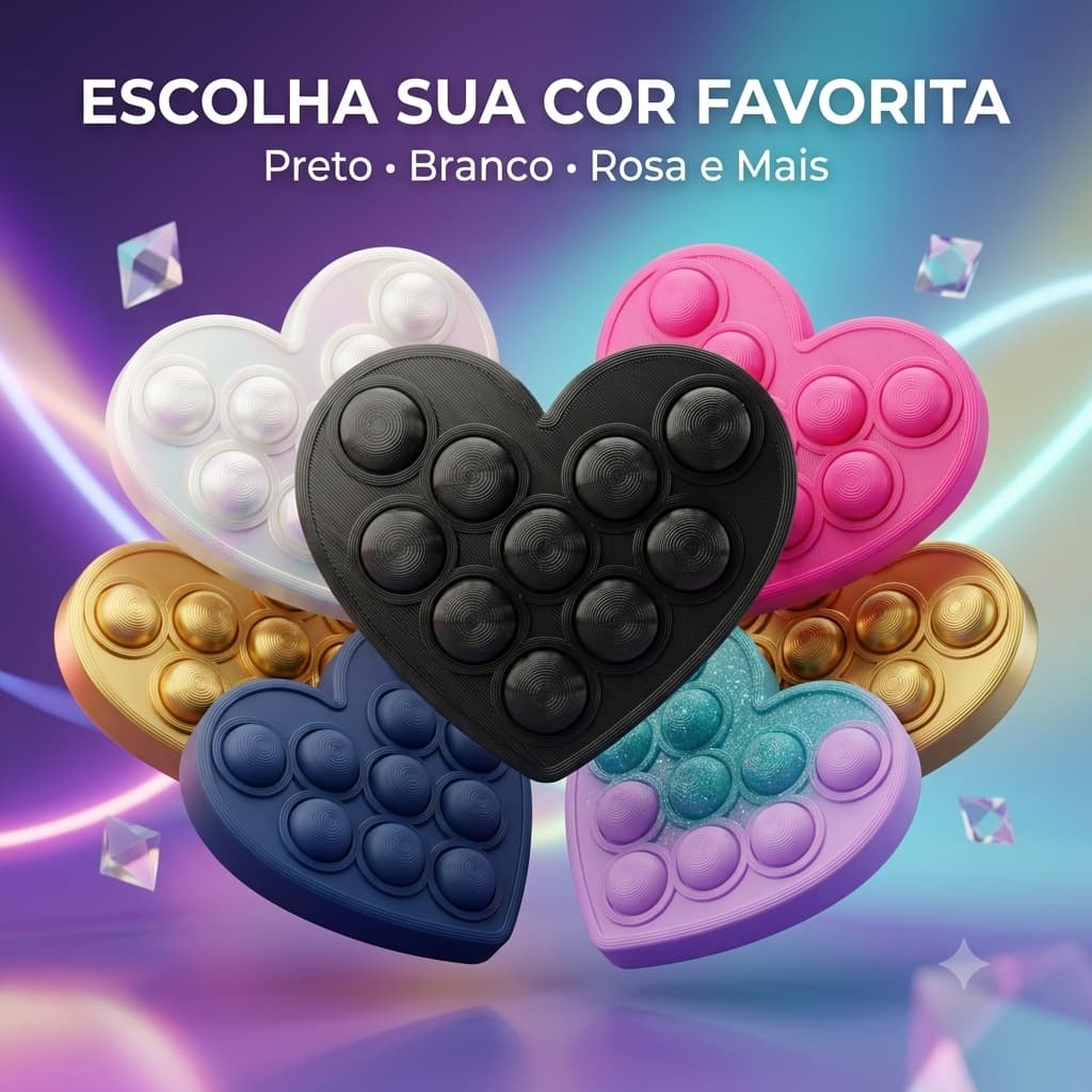 Coração Fidget Antiestresse | Simulador de Plástico Bolha Sensorial