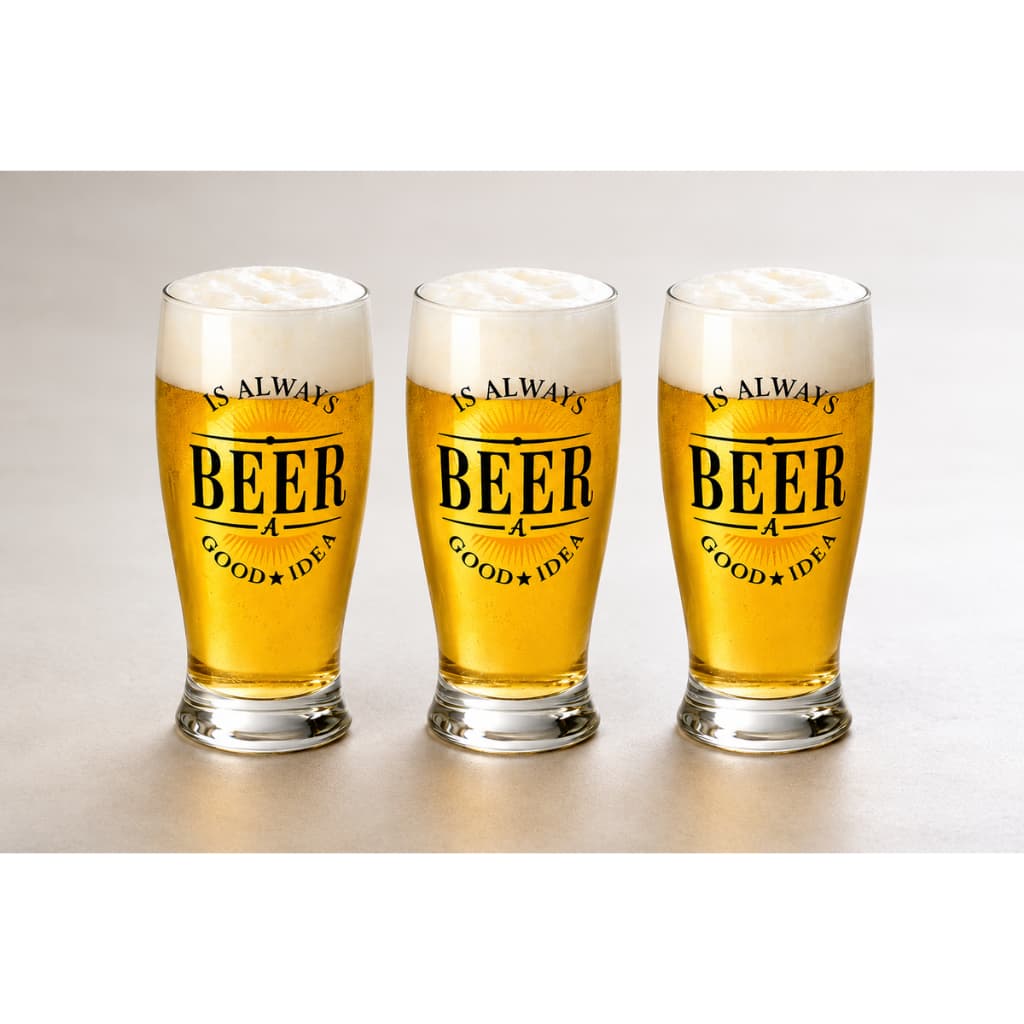Kit 3 Copos Taças De Vidro Para Cerveja Chopp 330ml Beer