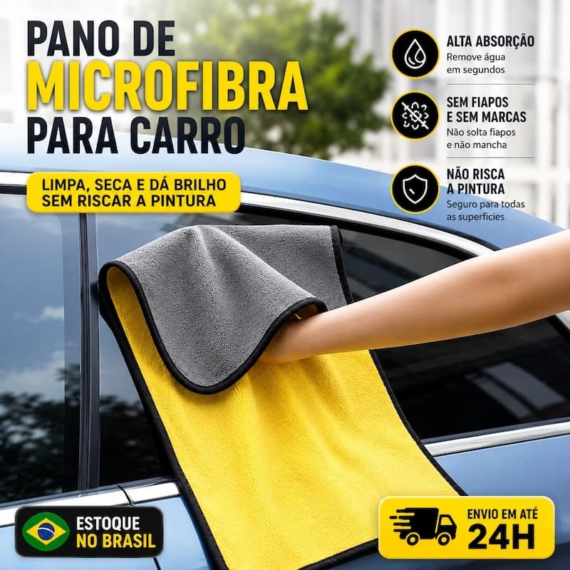 Pano de Microfibra Dupla Face para Carro, Grosso, Absorvente, Não Risca e Sem Fiapos