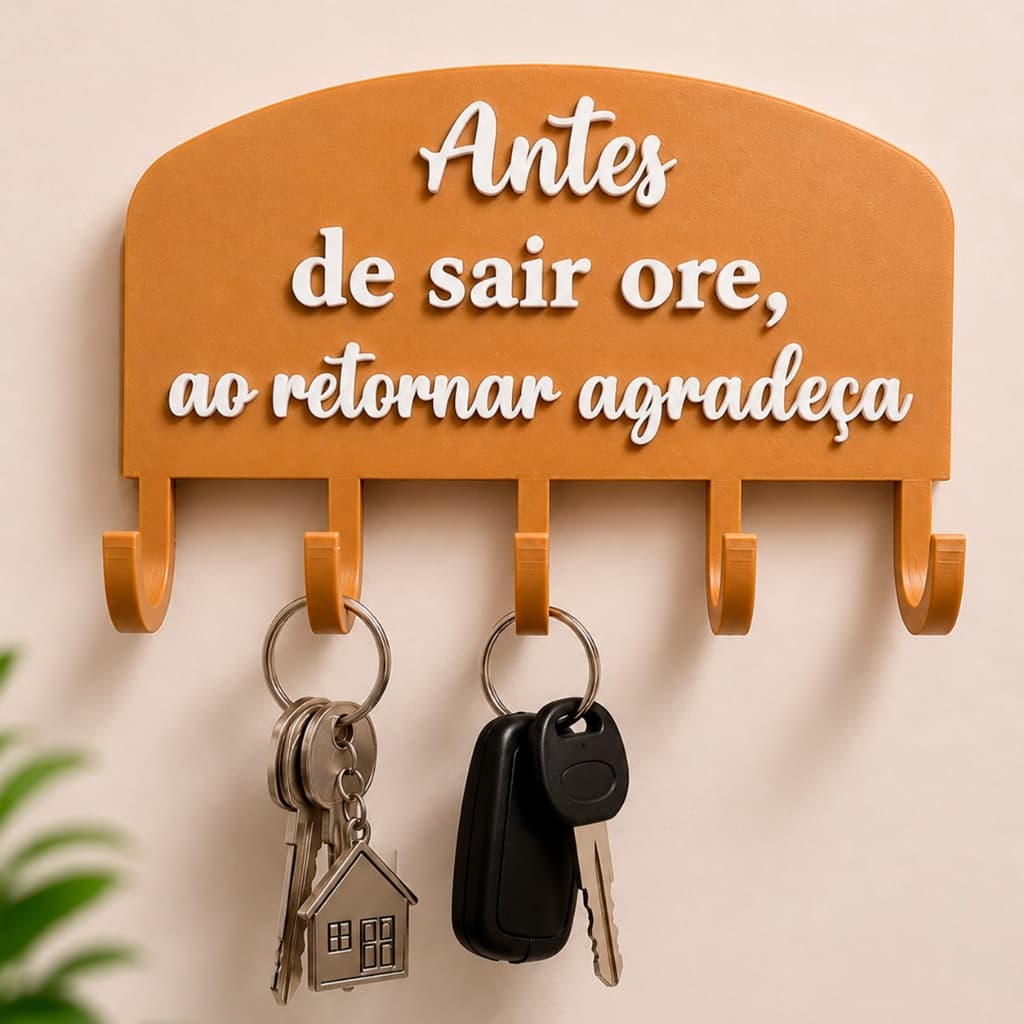 Porta Chaves de Parede 5 Ganchos, ORE, Em Plástico | NÃO MOFA |  Decoração Moderna Para casa | Deus