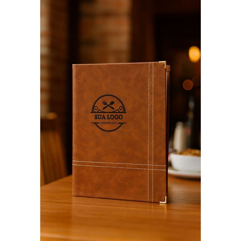 12 Un Cardápios Caramelo Capa Dura A4 Personalizado Com Sua Logomarca A Laser Restaurante