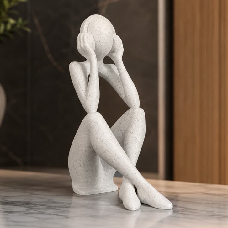 Escultura Decorativa com Fone de Ouvido Impresso em 3D Estátua Moderna Minimalista Geek