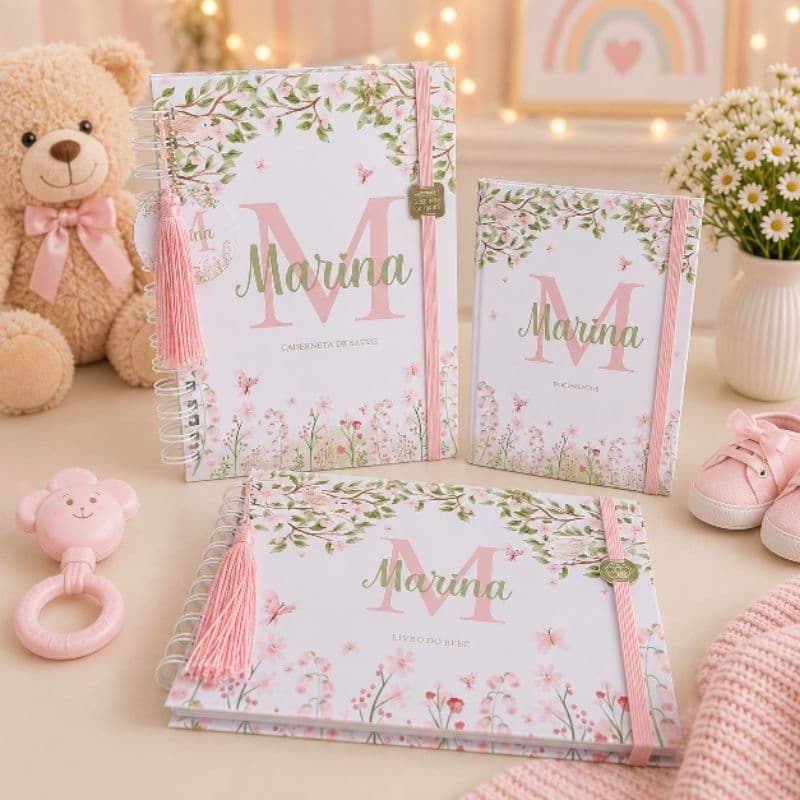 CADERNETA DE VACINAÇÃO ATUALIZADA FLORAL MENINA