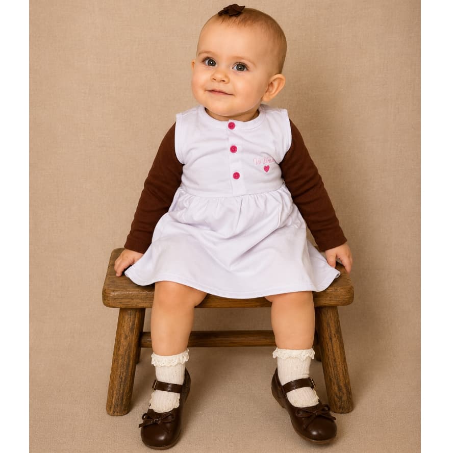 Vestido Infantil Menina Moletinho Premium Bebê P ao 3 Branco