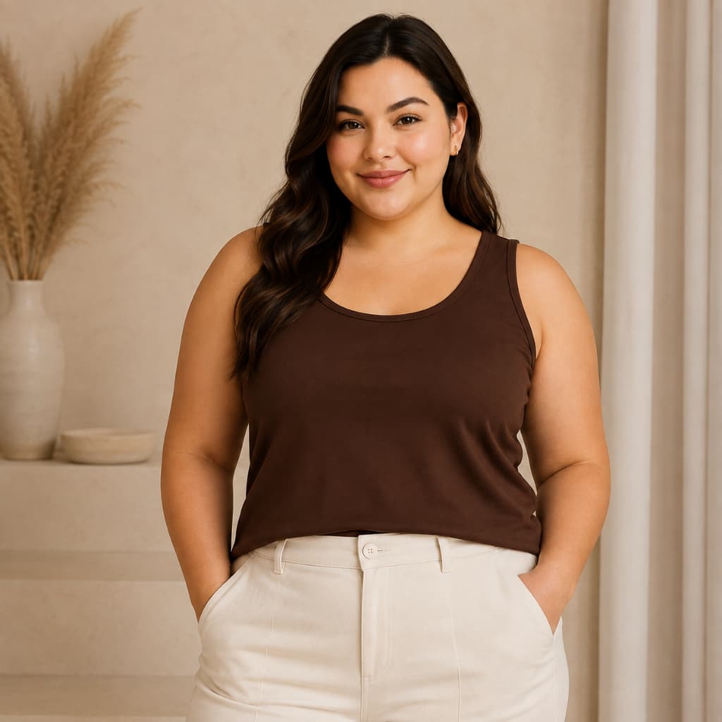 Regata Feminina Plus Size Viscolycra Básica Lisa Casual Confortável Moda Feminina Alta qualidade Dia a Dia Premium