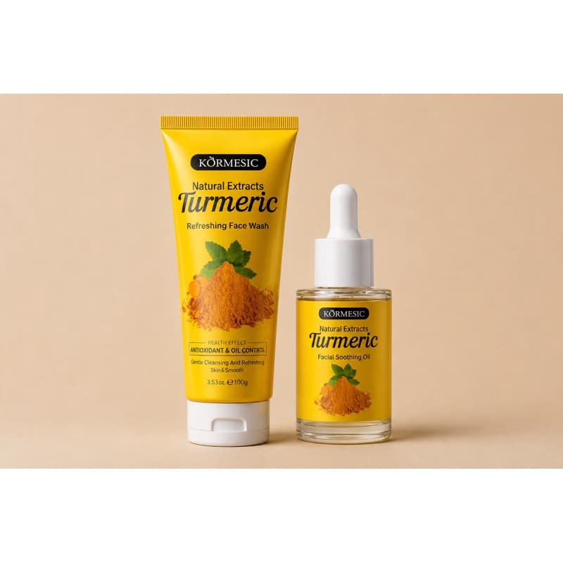 Kit Sabonete Facial + Sérum Facial de Cúrcuma Turmeric Kormesic Limpeza e Hidratação da Pele