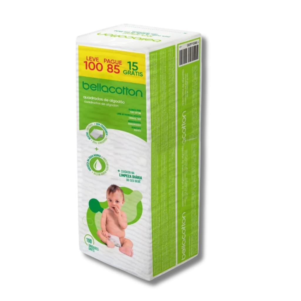 Algodão Quadrado Bellacotton Baby Double 100% Algodão Hipoalergênico Kit com 100/200/400