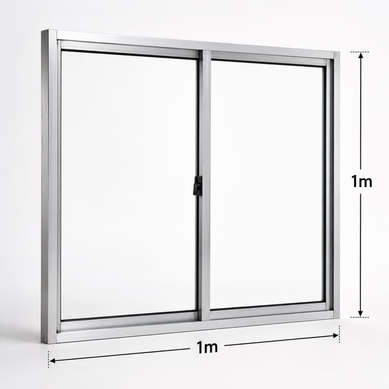 Janela de Correr 2 Folhas 100x100 cm Alumínio Natural Vidro Liso