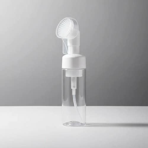 Frasco Pump Espumador com Escova de Silicone 200ml – Limpeza Facial Skincare Recarregável