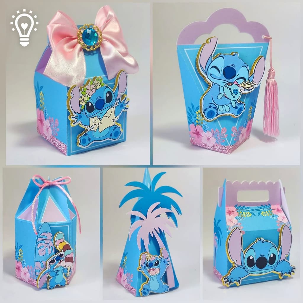 Kit Caixinha Para Festa Stitch Papelaria Personalizada Caixa DESMONTADO
