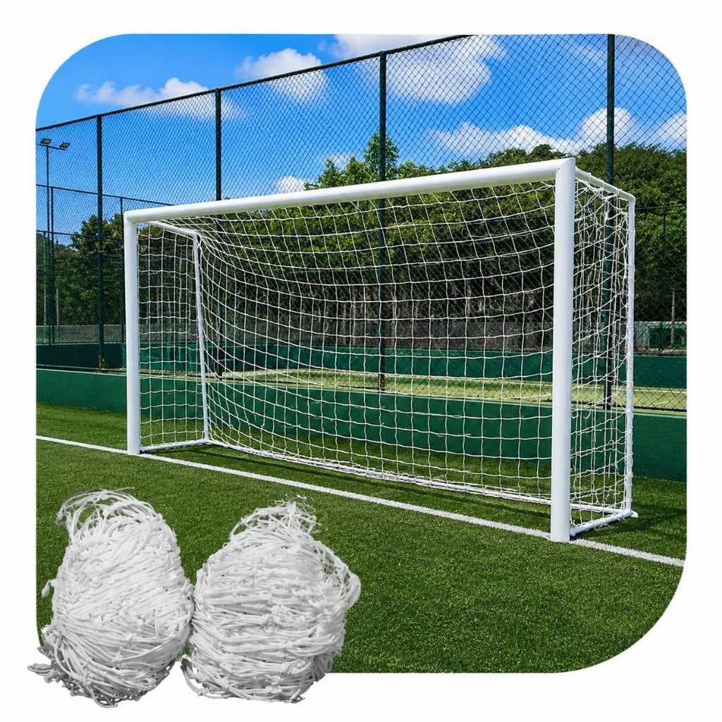 par de rede futebol Society caixote 5,20x2,20x100 espessura 3mm em polipropileno com proteção uv