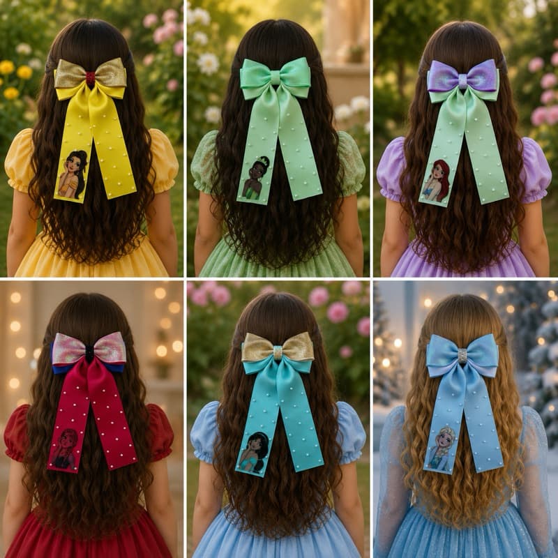 Laços de princesas/laços de personagem/ laços com pontas/ laços de cabelo para meninas