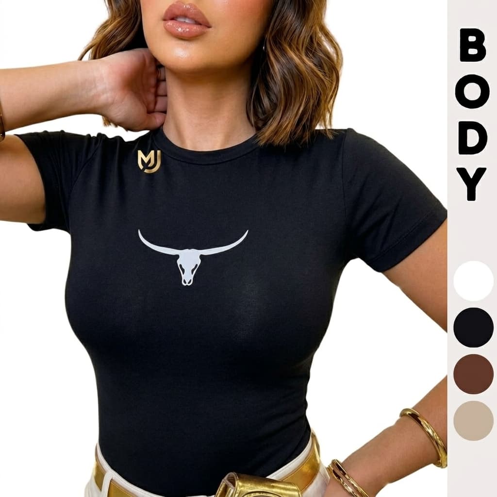 Body Manga Curta Feminino em Suplex Estampado Moda Casual Confortável
