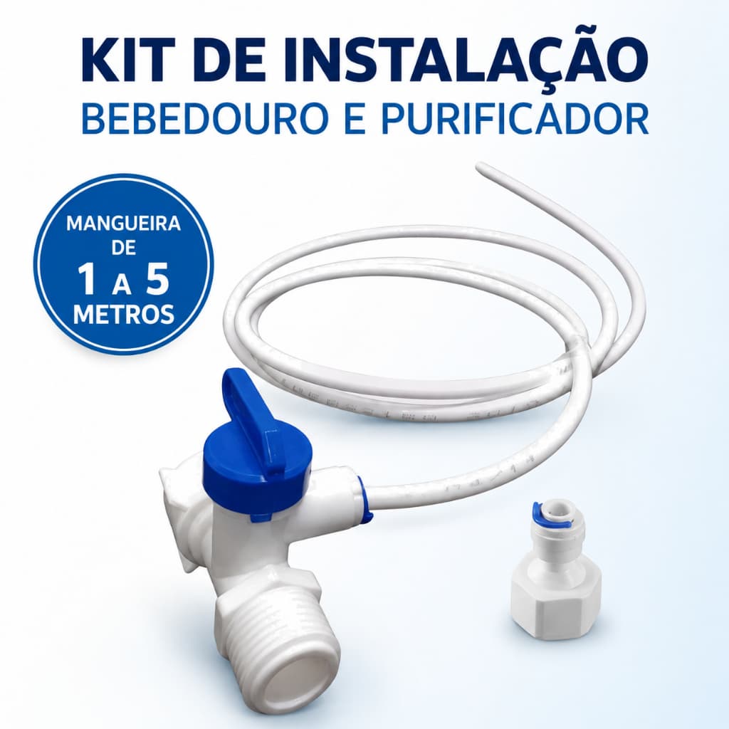 Kit Instalação Bebedouro Purificador Mangueira 1/4 de 1 a 5 Metros Adaptador e Conector IBBL
