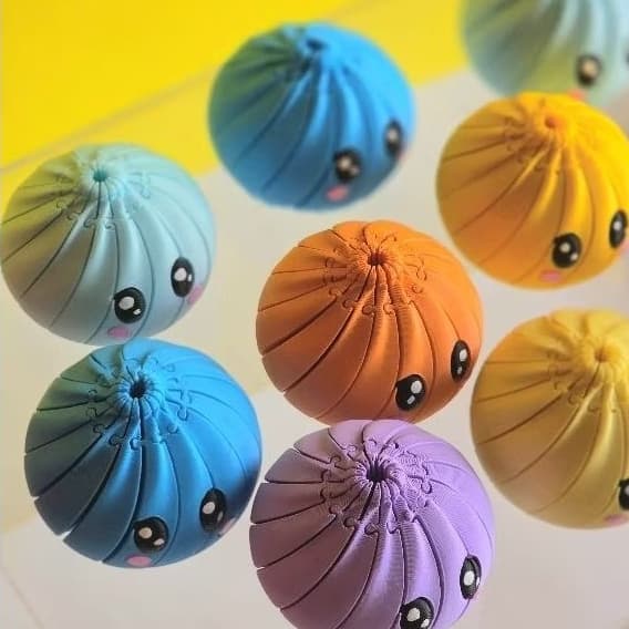 Pãozinho Japonês Articulado pão bao Antiestresse Kawaii com Cestinho Porta Brinquedo Sensorial Decorativo