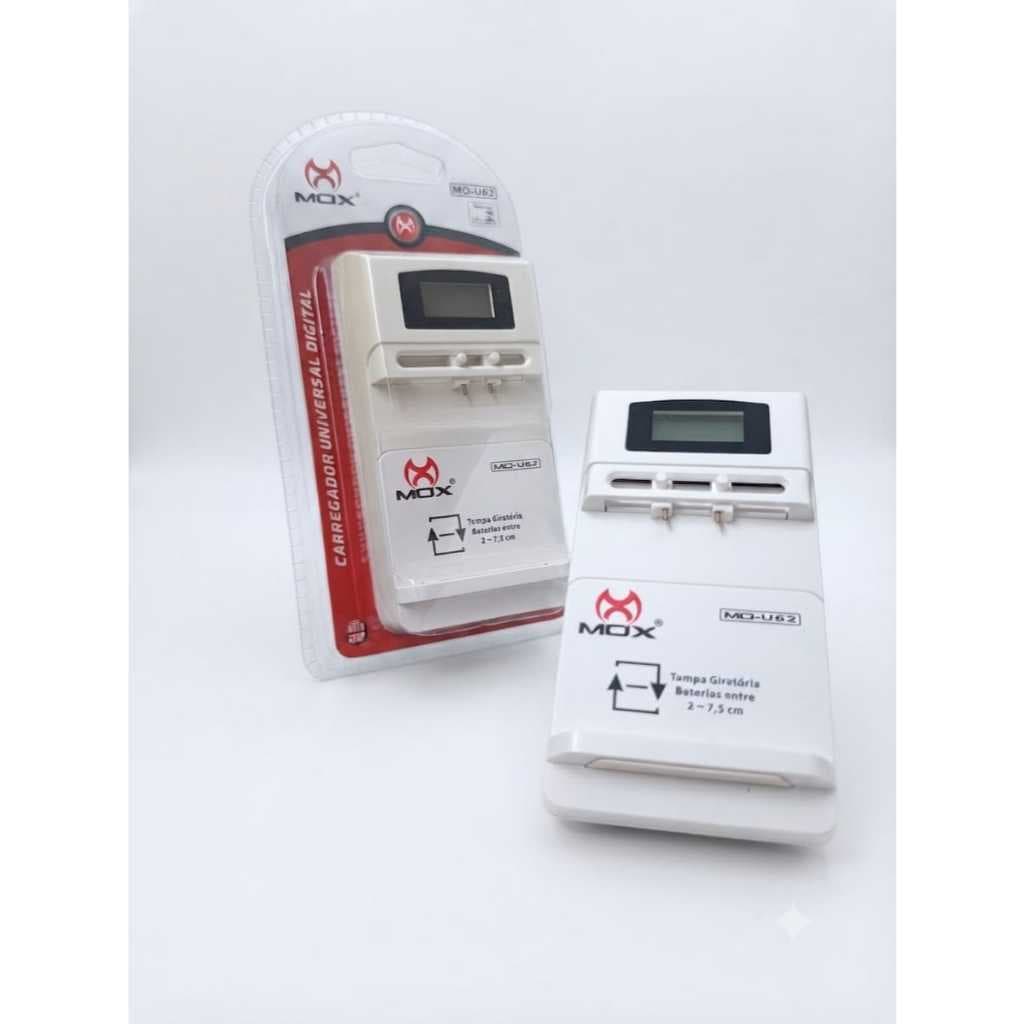 Carregador Universal Bateria De Celular Digital Mox MO-U62 Bivolt LCD