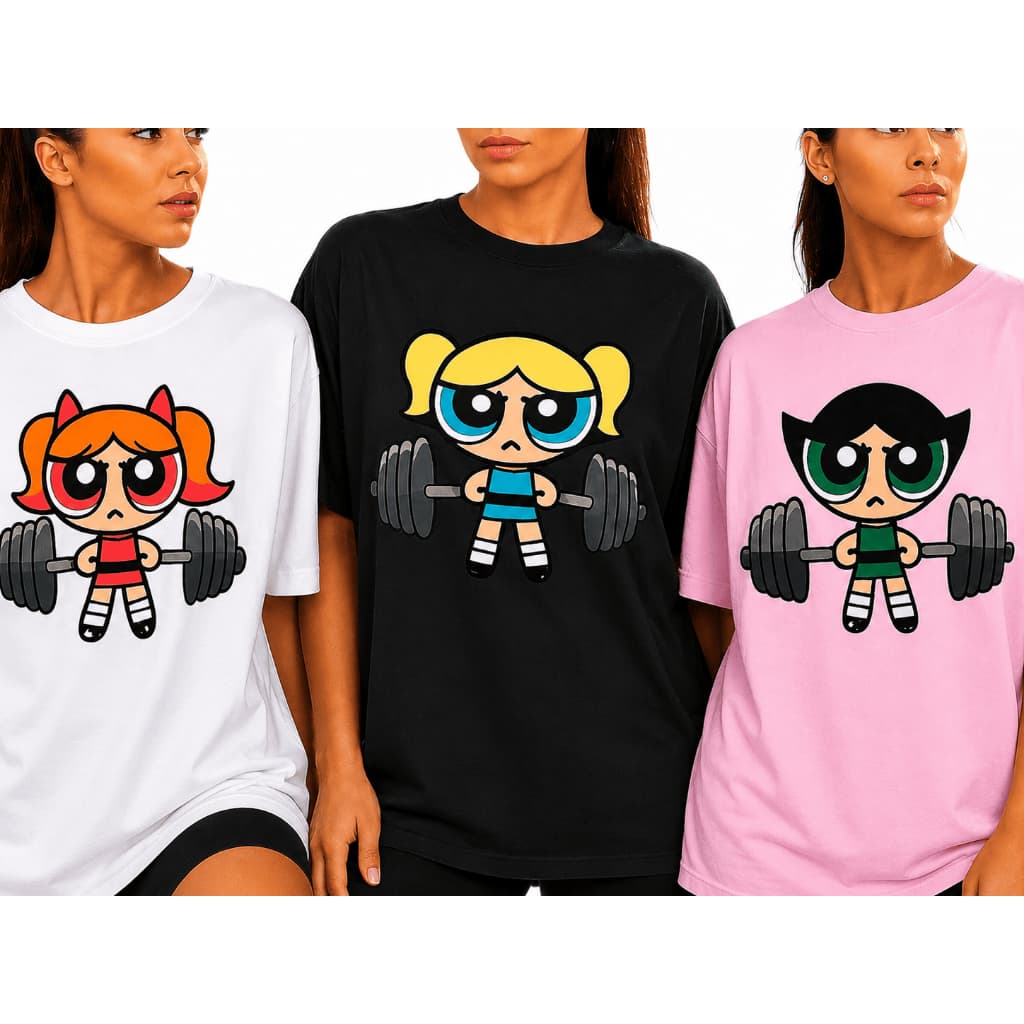 KIT 3 Camisetas 100% algodão inspiradas nas Meninas Superpoderosas. Treine com diversão. Lindas Cores. Entrega imediata.