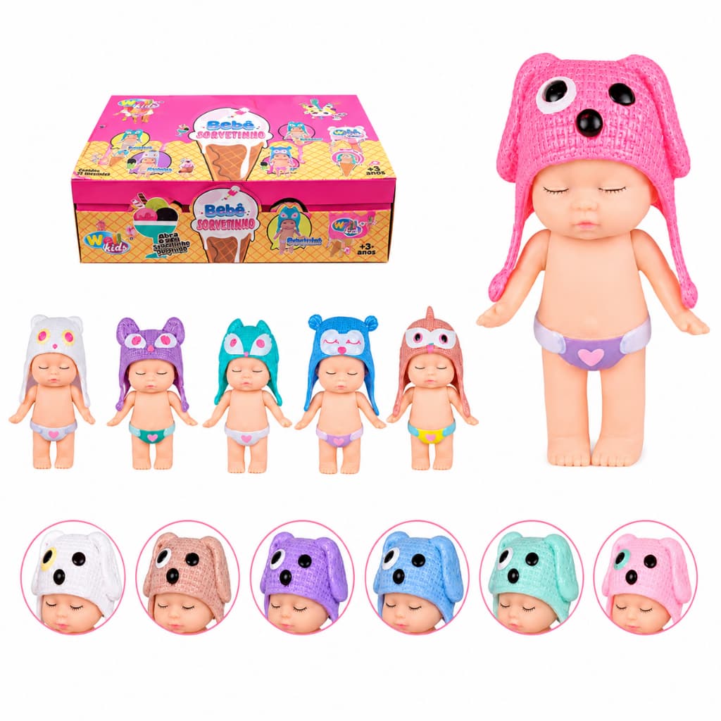 KIT 3 Bonecas Sorvetinho Fofas 11cm Presente Bonequinhas