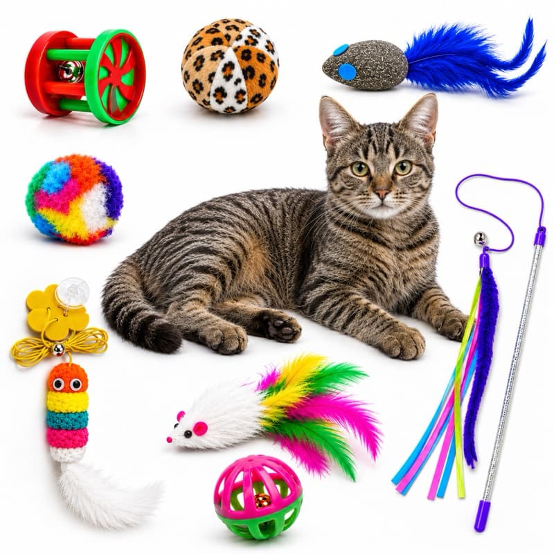 Kit 6 Brinquedos para Gato Premium Interativos Coloridos e Divertidos Alivia Estresse e Ansiedade