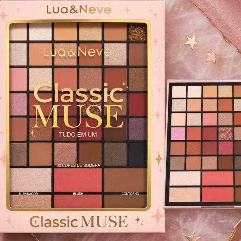 Paleta de Maquiagem Lua & Neve Classic MUSE – 36 Cores + Blush, Iluminador e Contorno - paleta de sombra
