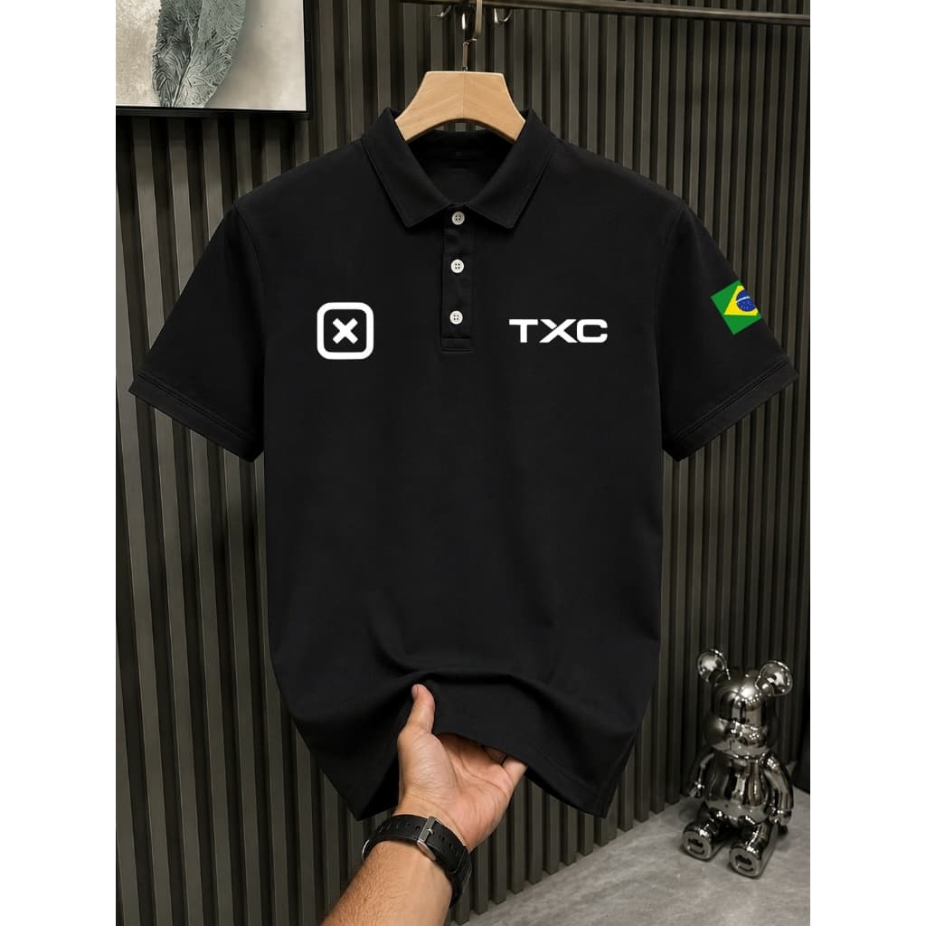 Camisa Polo Brasil + Tx Masculina Country Malha Piquet