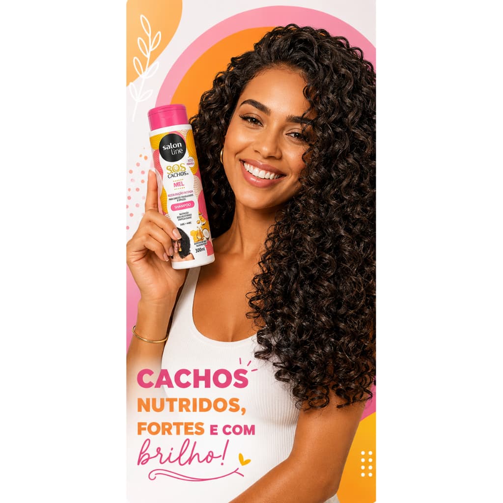 Shampoo Salon Line SOS Cachos Mel Cachos Intensos 300ml | Limpeza, Hidratação e Nutrição