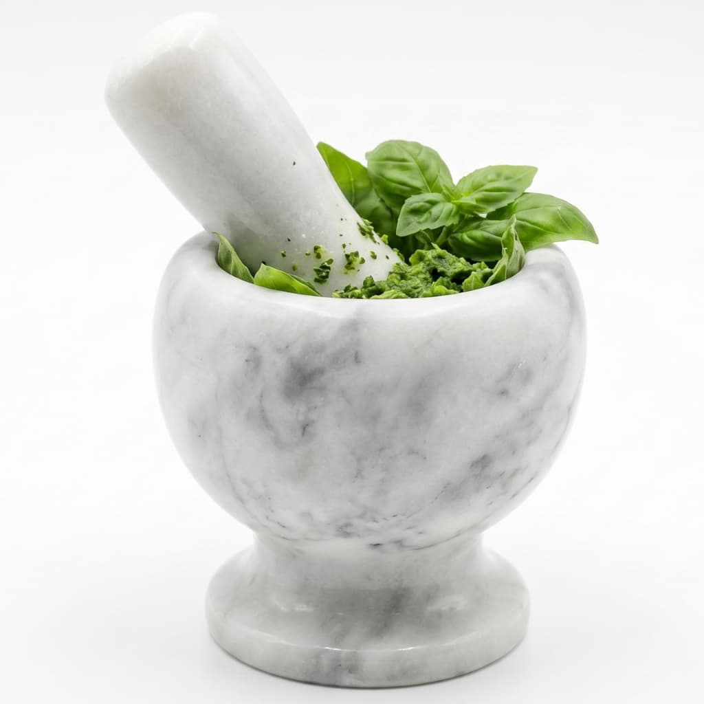 Pilão de Mármore com Socador Moagem Fácil de Alho e Temperos Resistente | Moagem Fácil, Material Resistente, Uso Culinár