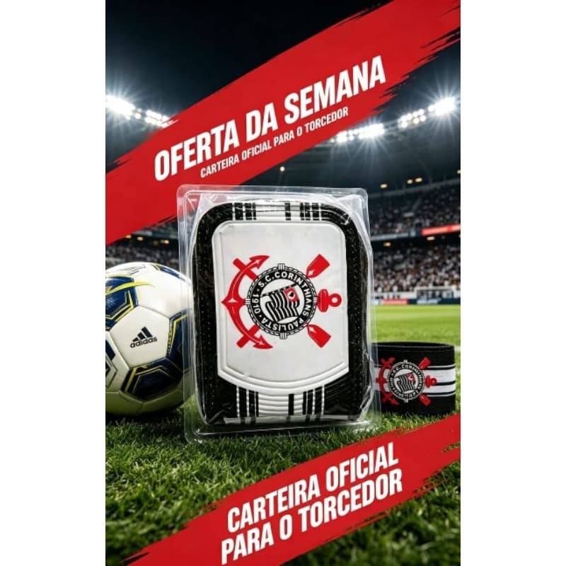 Carteira de Time de Futebol Estampada Com Zíper Presente Torcedor Personalizada Com Time Do Coração
