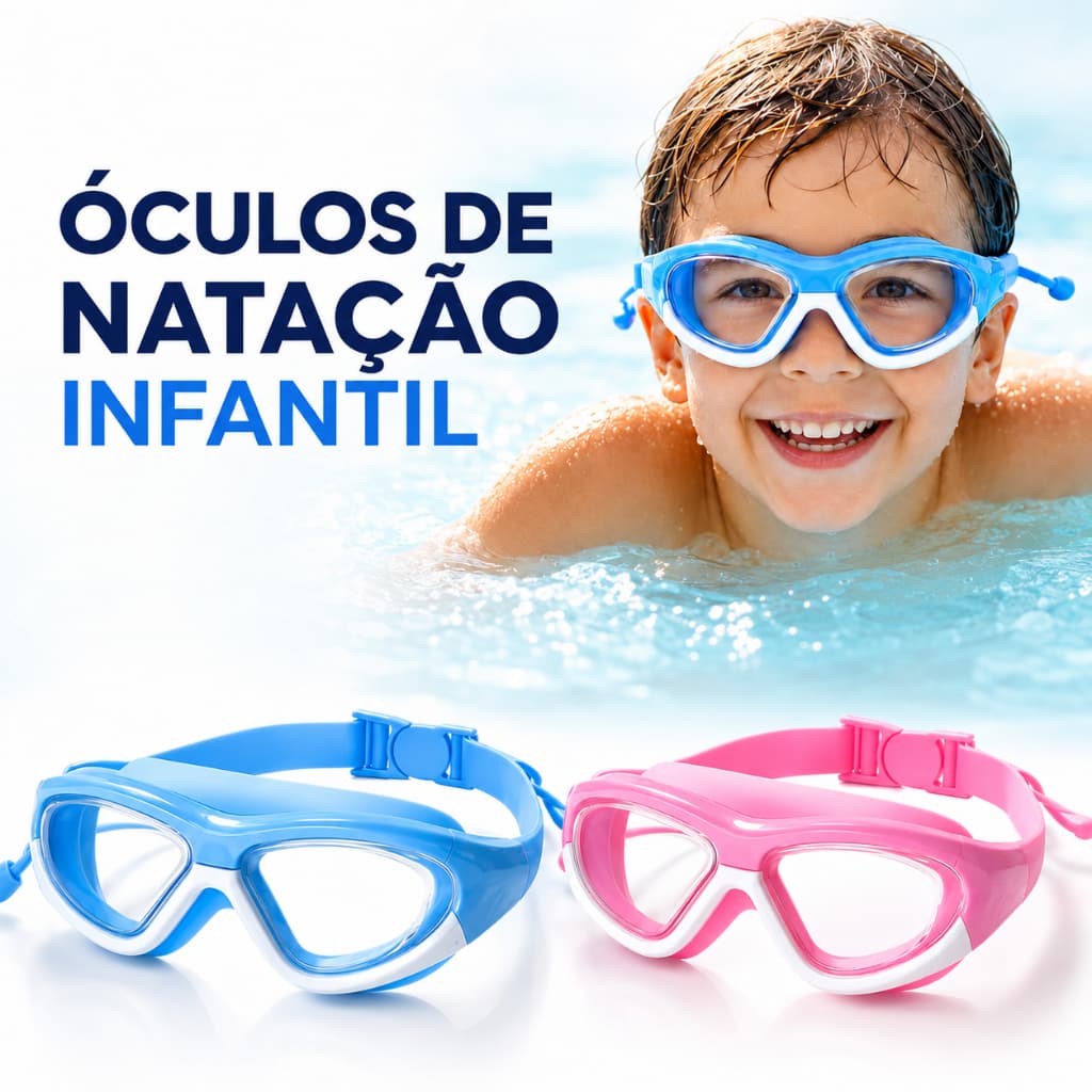 Óculos de Natação com Protetor de Orelha Infantil - À Prova d'Água, Antiembaçante e HD para Meninos e Meninas WM MIX