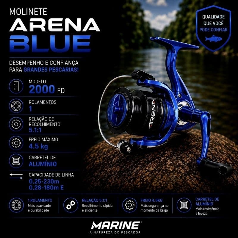 Molinete Pesca ARENA BLUE 2000 FD | Marine Sports