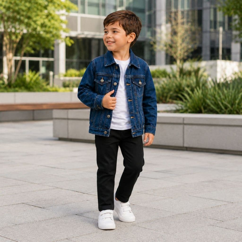 Jaqueta Jeans Infantil Masculina com Elastano Confortável 1 ao 16