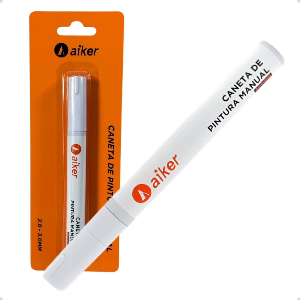 Caneta Tinta Tira Riscos Automotivos Branca Aiker