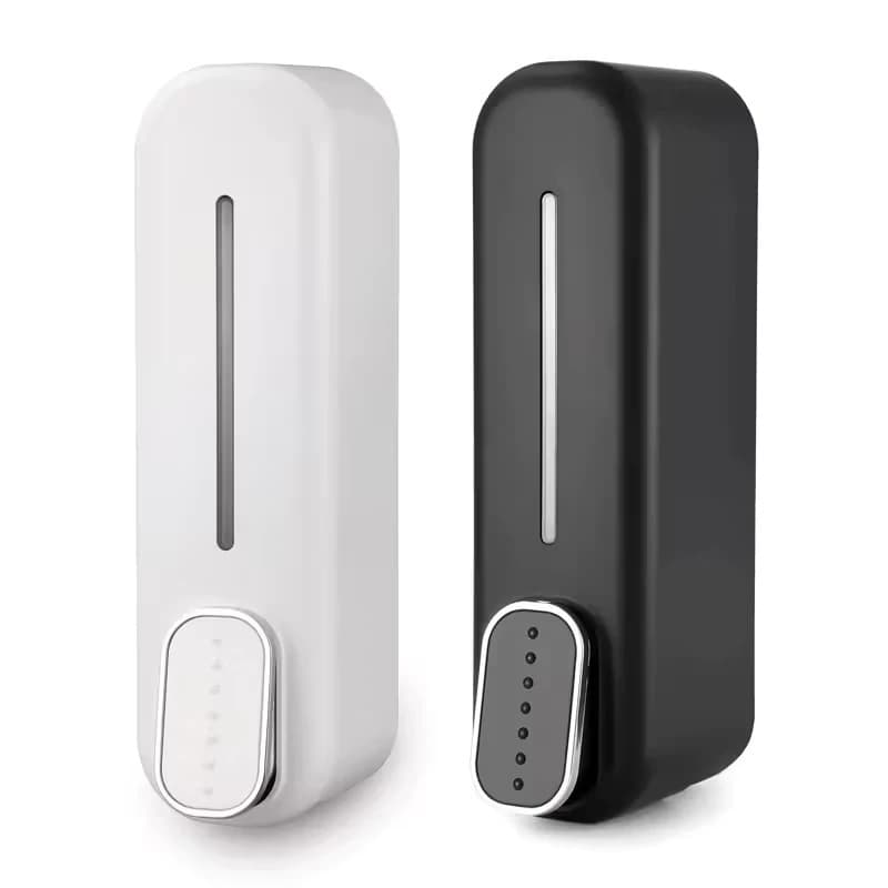 Dispenser de Sabonete Manual De Parede Para Shampoo Saboneteira Suporte P/ Gel Líquido P/ Mãos Detergente Branco e Preto