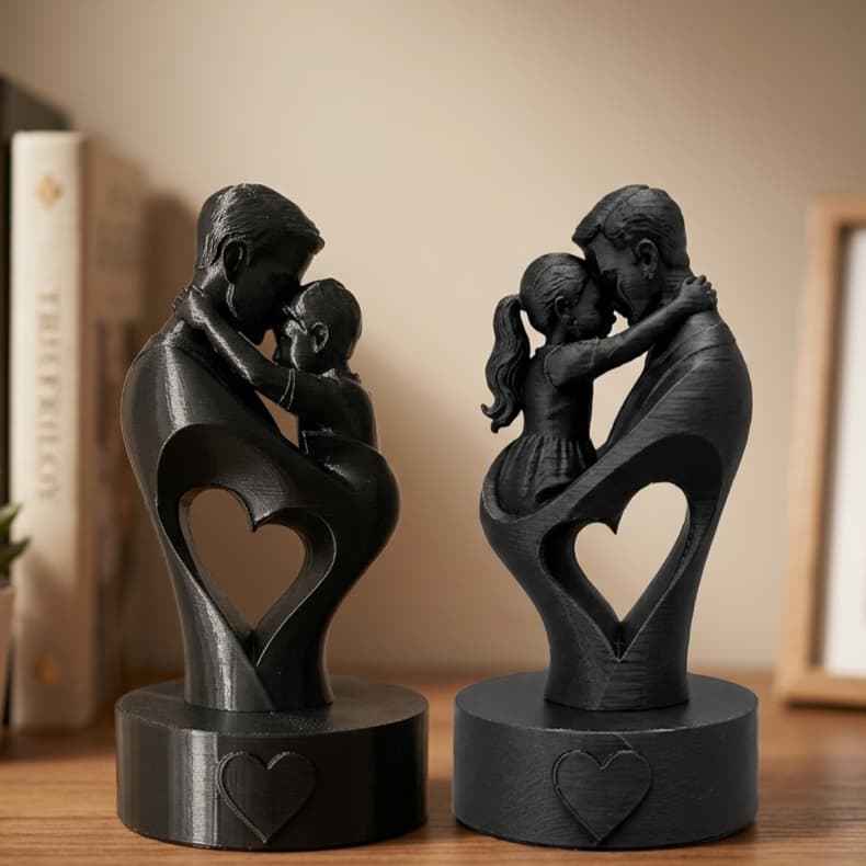 Escultura Decorativa Pai e Filho Pai e Filha Presente para Pai Impressão 3D