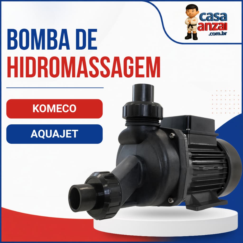 Bomba Piscina Hidromassagem Komeco Aquajet 1/2 CV ou 1 CV Motobomba para Spa Banheira Hidro Circulação de Água