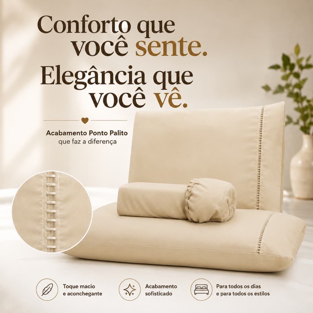 Lençol 400 Fios 03 Peças Ponto Palito Para Cama King Várias Cores