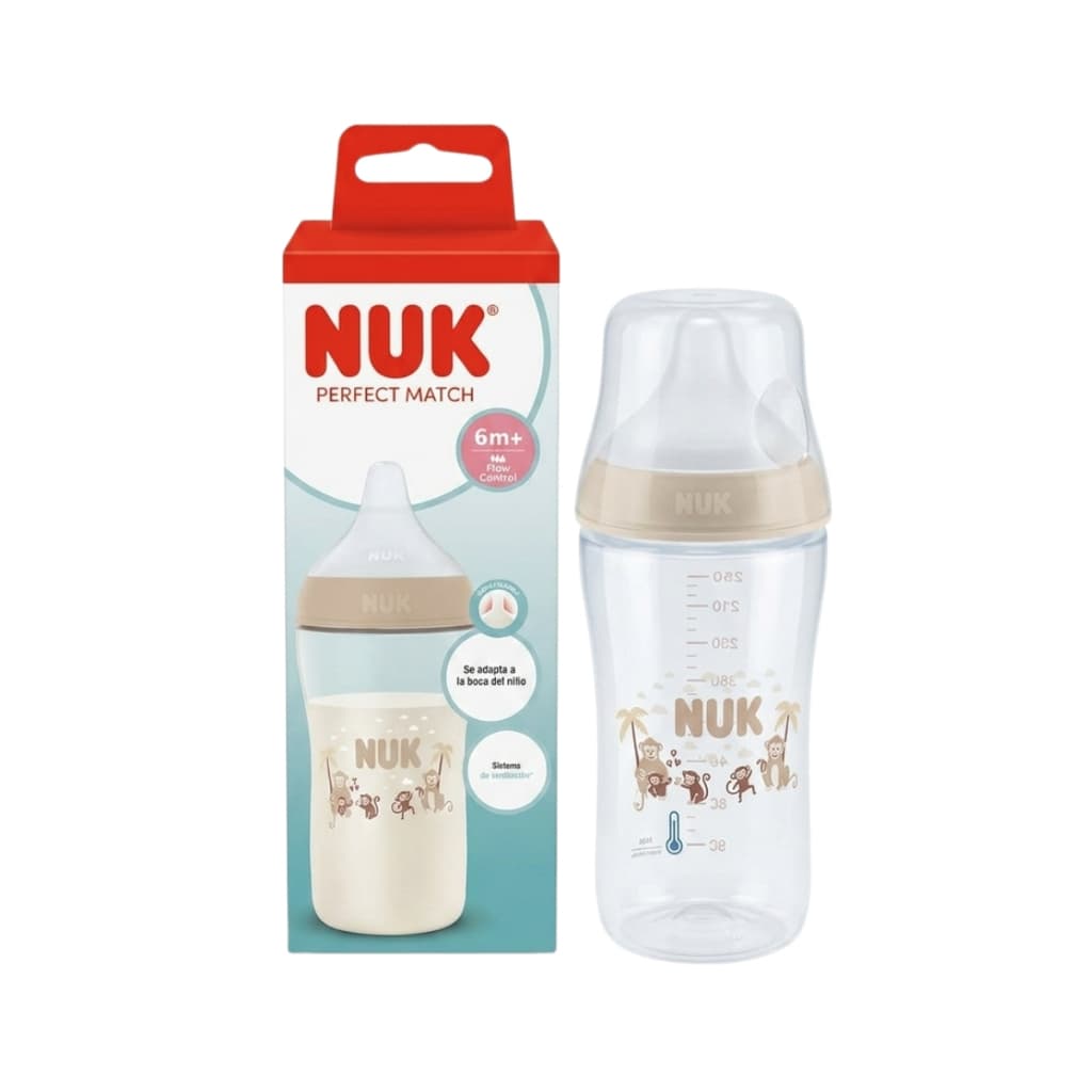 Mamadeira Anticólica NUK Perfect Match 260ml Bico Macio e Flexível Infantil Controle Temperatura  6m+